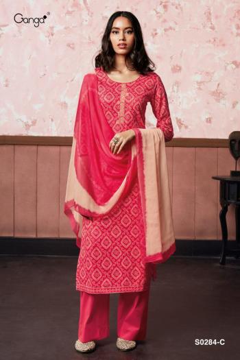 Ganga Misty Cotton Satin Mirror Work Suits wholesaler