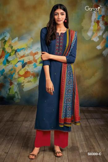 Ganga Myra 300 Cotton Satin Salwar kameez wholesaler