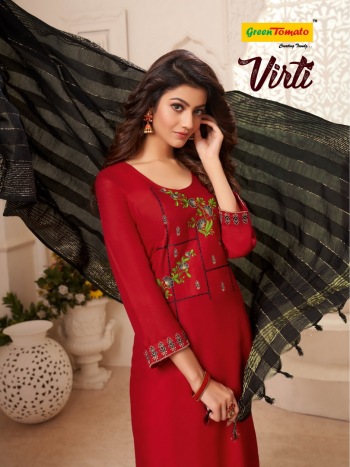 Green Tomato virti Kurtis with Sharara and Dupatta wholesaler