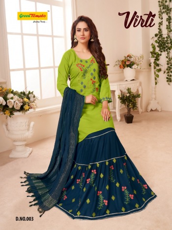 Green Tomato virti Kurtis with Sharara and Dupatta wholesaler