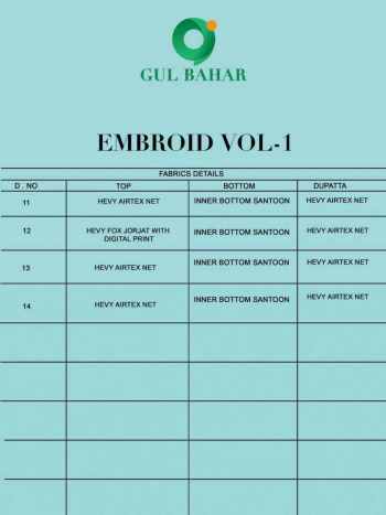 Gul bahar Embroid vol 1 pakistani Suits wholesaler