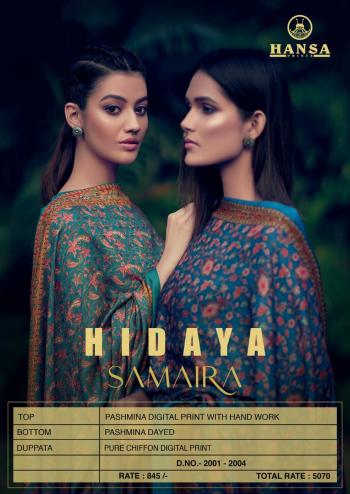 Hansa Hidaya Samaira Pashmina Winter Salwar kameez wholesaler