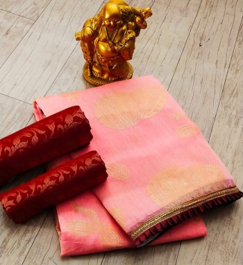 Heavy Modal Chanderi Silk Saree with 2 Blouse