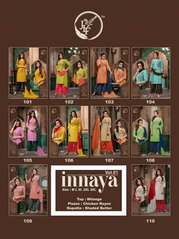 JLF Innaya vol 1 kurtis with palazzo and Dupatta