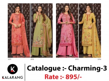 Kalarang Charming vol 3 Muslin print with Embroidered Suits wholesaler