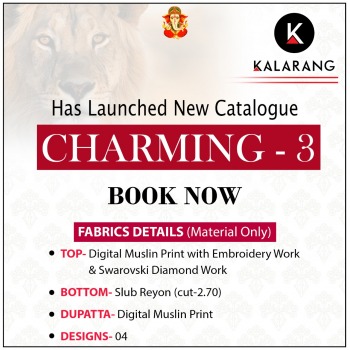 Kalarang Charming vol 3 Muslin print with Embroidered Suits wholesaler