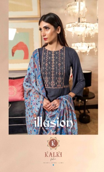 kalki Illusion Pashmina Suits catalog wholesaler