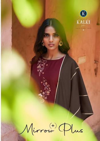 kalki Mirrow plus Musline Hand work Kurtis with Sharrara and Dupatta