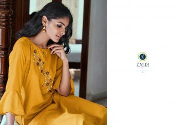 Kalki Sunheri vol 3 Musline Hand work Kurtis with palazzo wholesaler