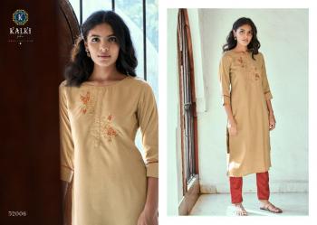 Kalki Sunheri vol 3 Musline Hand work Kurtis with palazzo wholesaler