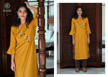 Kalki Sunheri vol 3 Musline Hand work Kurtis with palazzo wholesaler