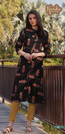 karika Black Beauty rayon Casual wear kurtis wholesaler