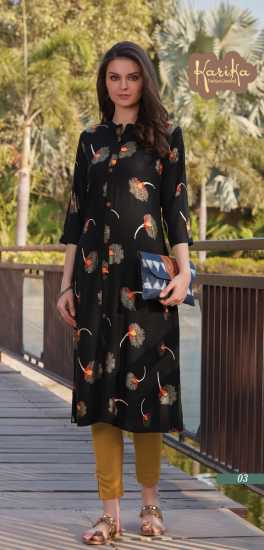 karika Black Beauty rayon Casual wear kurtis wholesaler