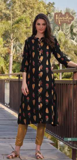 karika Black Beauty rayon Casual wear kurtis wholesaler