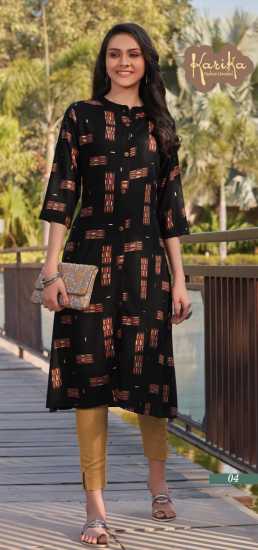 karika Black Beauty rayon Casual wear kurtis wholesaler