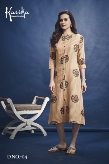 karika Foil Fusion rayon casual wear kurtis wholesaler