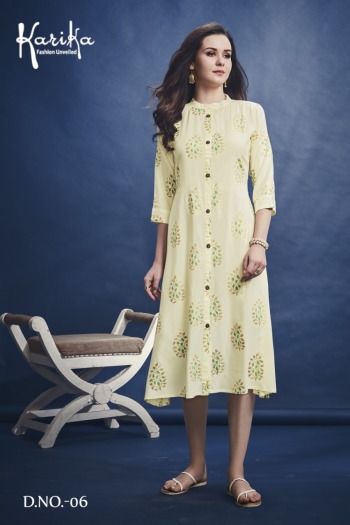 karika Foil Fusion rayon casual wear kurtis wholesaler