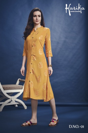 karika Foil Fusion rayon casual wear kurtis wholesaler