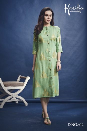 karika Foil Fusion rayon casual wear kurtis wholesaler