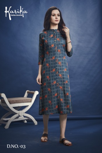 karika Foil Fusion rayon casual wear kurtis wholesaler