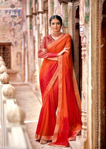 Kashvi Gulmohar georgette Gold Zari Party wear Saree wholesaler