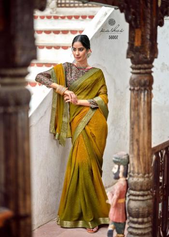 Kashvi Gulmohar georgette Gold Zari Party wear Saree wholesaler