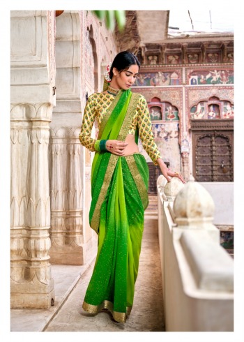 Kashvi Gulmohar georgette Gold Zari Party wear Saree wholesaler