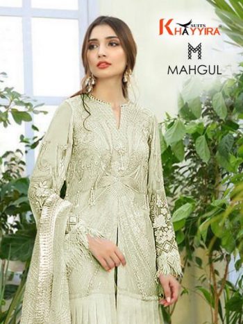 Khayyira Mahgul Butterfly net work Pakistani Suits