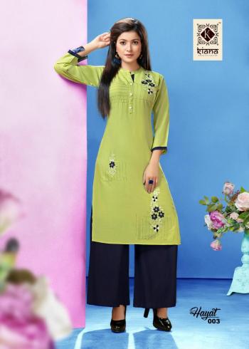 Kiana Hayat Rayon kurtis with palazzo wholesaler