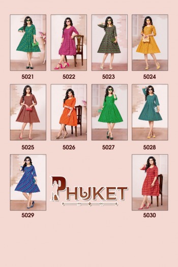 Kinti Phuket ikkat Print Umbrella kurtis wholesaler