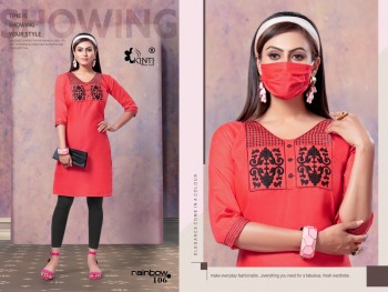 Kinti Rainbow Slub Silk kurtis wholesaler