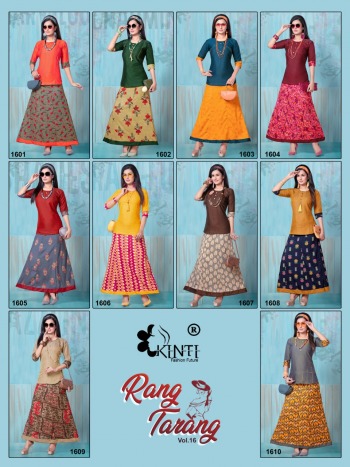 Kinti Rang tarang vol 16 Rayon Tops with Skirt catalog