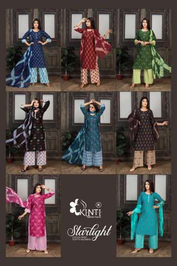 Kinti Starlight Cotton kurtis with Palazzo and Dupatta catalog