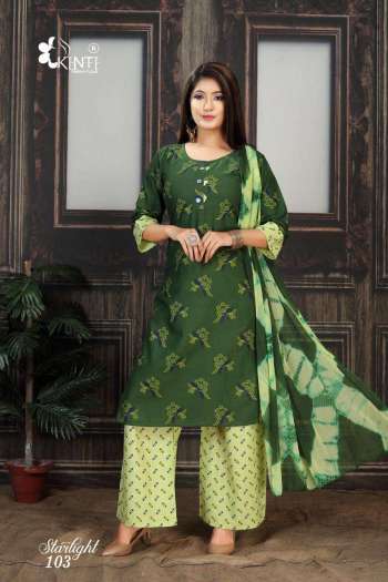 Kinti Starlight Cotton kurtis with Palazzo and Dupatta catalog