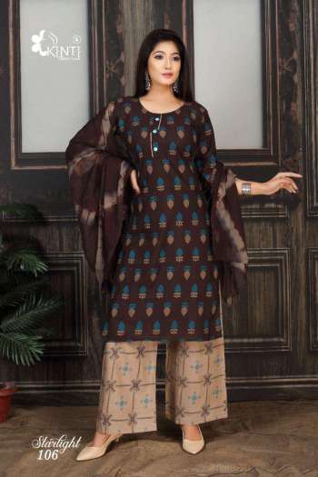 Kinti Starlight Cotton kurtis with Palazzo and Dupatta catalog