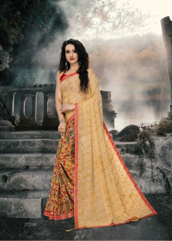 Kodas Golden Jhumke 20 dani print Daily wear Saree