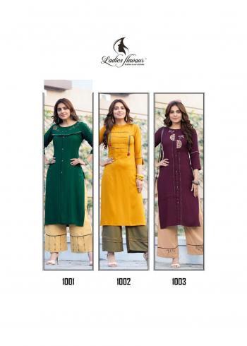 Ladies Flavour Ginni Rayon kurtis with Palazzo Wholesaler