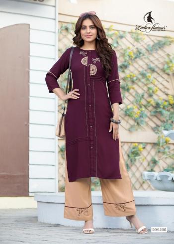 Ladies Flavour Ginni Rayon kurtis with Palazzo Wholesaler