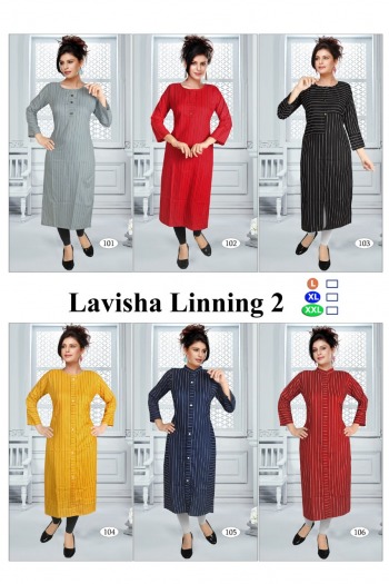 Lavisha linning 2 Rayon Daily wear kurtis wholesaler