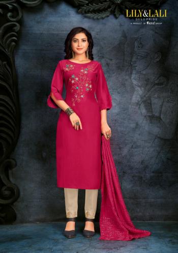 Lily and lali Muskan hand work Ethnic kurtis with pant and Dupatta