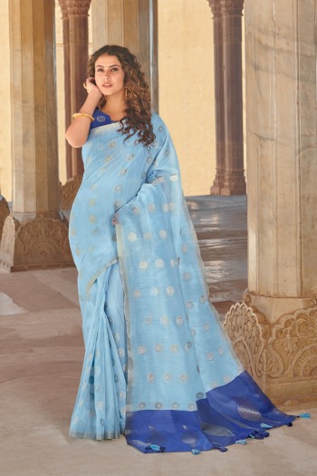 Linen Weaves Linen Cotton Saree in Single wholesale Price