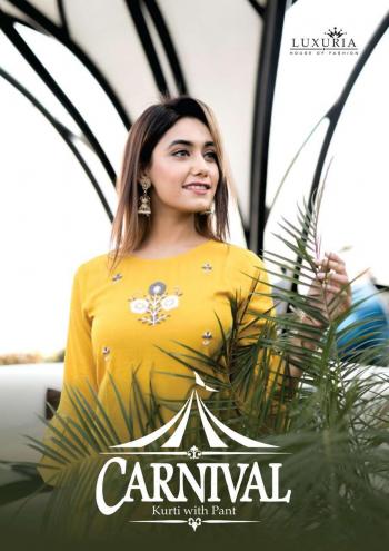 Luxuria Carnival Rayon kurtis with pant catalog