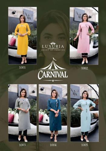 Luxuria Carnival Rayon kurtis with pant catalog