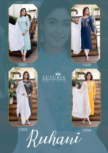 Luxuria Ruhani Rayon Kurtis with Dupatta catalog wholesaler