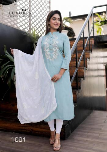 Luxuria Ruhani Rayon Kurtis with Dupatta catalog wholesaler