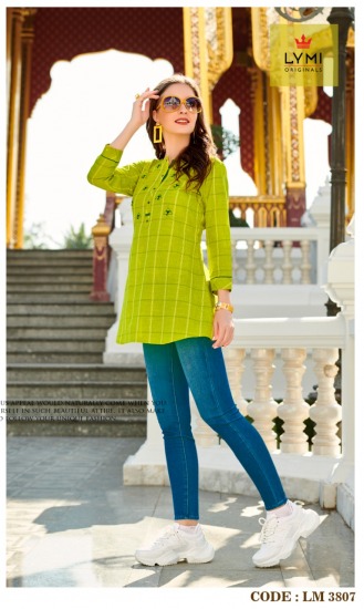 Lymi Lemon Cotton Western Tops Wholesale Price