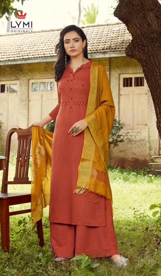 Lymi majestic rayon embroidered daily wear kurtis with palazzo and dupatta