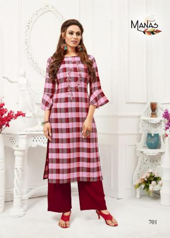 Manas Checks Plazzo with kurtis catalog Wholesaler