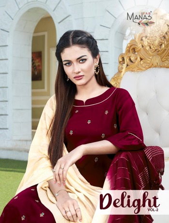 Manas Delight vol 2 kurtis with pant and Dupatta catalog