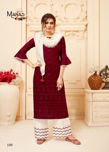 Manas Lucknowir vol 2 Kurtis with palazzo catalog wholesaler